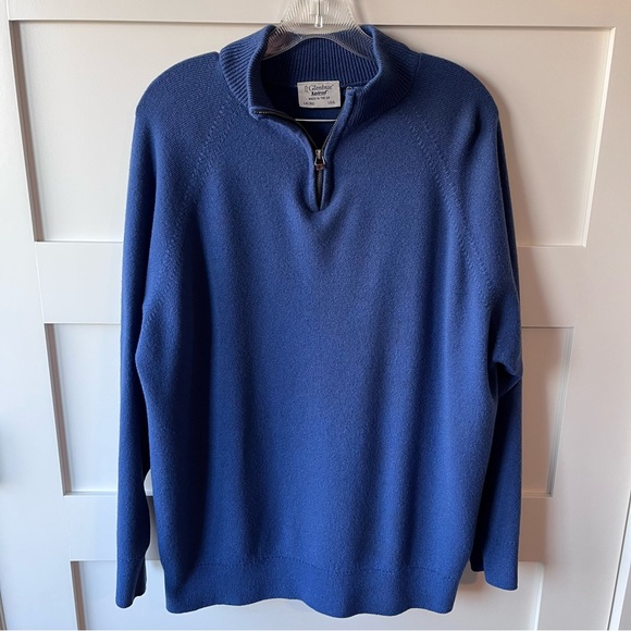 Blue Merino Wool Quarter Zip Sweater - Size L - Picture 1 of 5